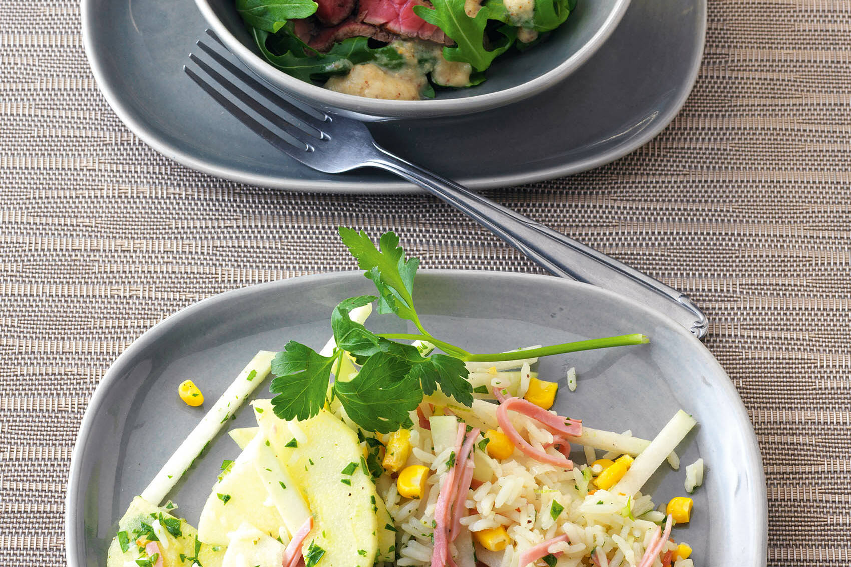 Kohlrabi-Reis-Salat mit Schinken Rezept | Küchengötter