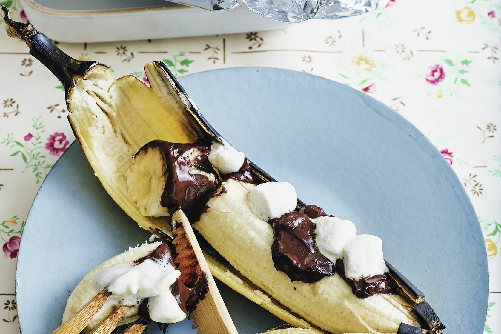 Gegrillte Bananen mit Marshmallows Rezept | Küchengötter