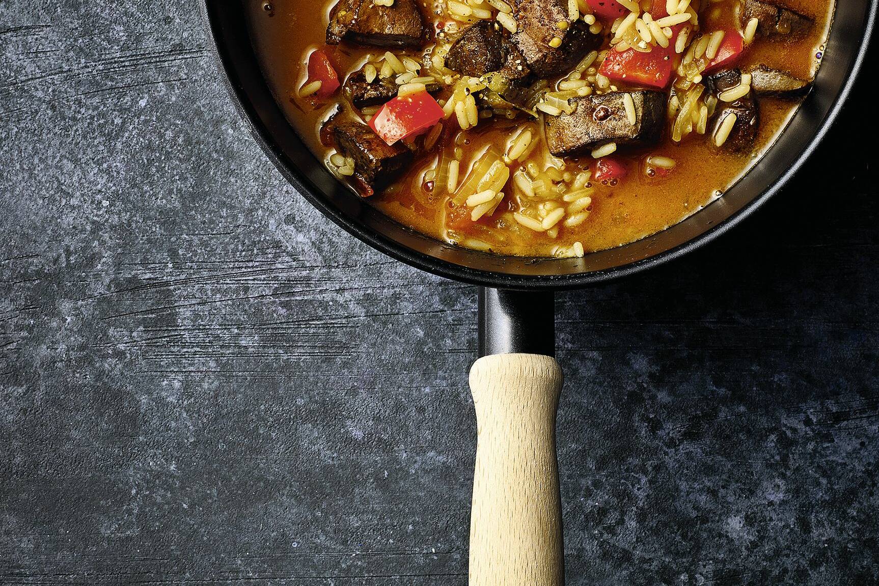 Leber-Gemüse-Eintopf mit Reis Rezept | Küchengötter