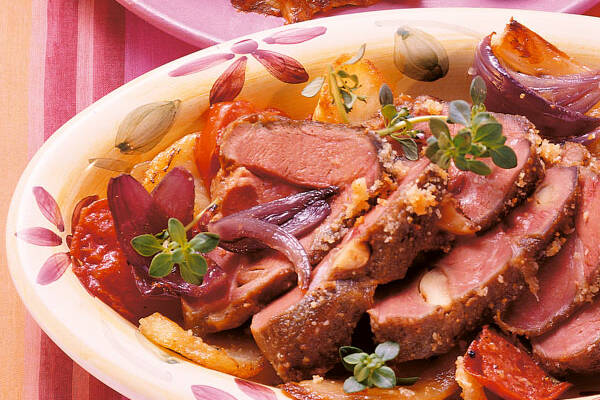 Lammbraten auf Gemüsebett Rezept Küchengötter