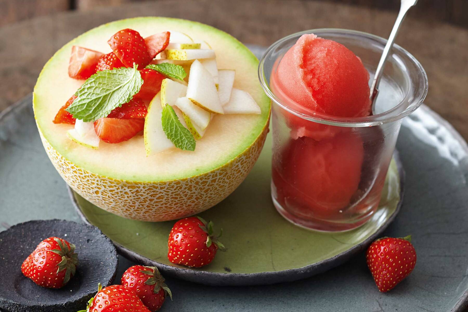Rezept: Zuckermelone mit Melonensorbet
