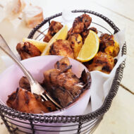 BBQ-Chicken-Wings und Austernpilze