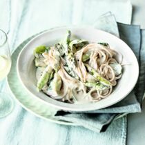 Spaghetti mit Spargel-Ziegenkäse-Sauce