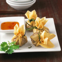 Goldsäckchen mit Pflaumensauce Goldsäckchen mit Pflaumensauce