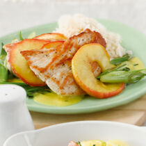 Currypute mit Äpfeln und Reis