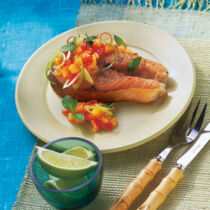 Lachs mit Melonensalsa Lachs mit Melonensalsa