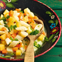 Kartoffel-Wurzel-Gemüse mit Apfelessig Kartoffel-Wurzel-Gemüse mit Apfelessig