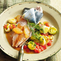 Forelle mit Lauchgemüse und Zitronen-Jus Forelle mit Lauchgemüse und Zitronen-Jus