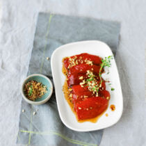Geröstete Paprika mit Granatapfel-Vinaigrette