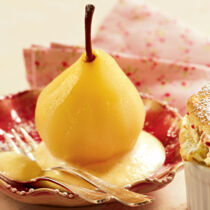 Gedünstete Birne mit Wein-Sabayon