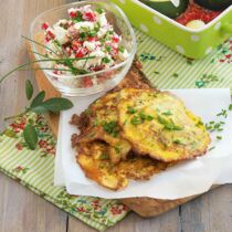 Zucchinipuffer mit Paprikaquark