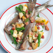 Matjes mit Birnen-Bohnen-Speck Matjes mit Birnen-Bohnen-Speck