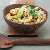 Gebratener Reis mit Pilzen, Gurke und Ei Gebratener Reis mit Pilzen, Gurke und Ei