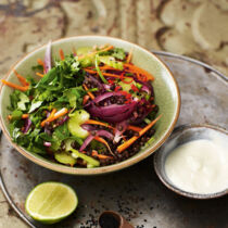 Indischer Linsensalat mit Limetten-Ingwer-Joghurt