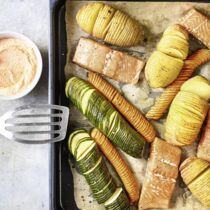 Fächergemüse mit Lachs