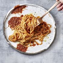 Spaghetti mit Pesto rosso soffritto Spaghetti mit Pesto rosso soffritto