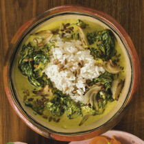 Spinatcurry zu Reis