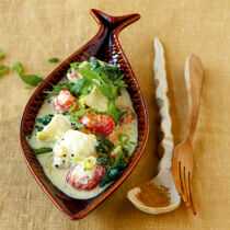 Scharfes Fischcurry mit Blattspinat Scharfes Fischcurry mit Blattspinat