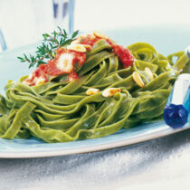 Tagliatelle mit Tomaten-Roquefort-Sauce