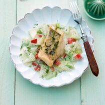 Gebratener Zander auf Kohlrabi-Tomaten-Gemüse