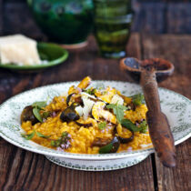 Maronen-Risotto mit Möhrensaft Maronen-Risotto mit Möhrensaft