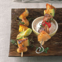 Gemüsespieße mit scharfer Glasur