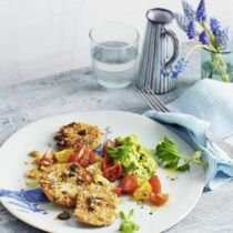 Kohlrabischnitzel mit Avocadocreme