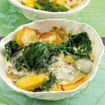 Knoblauch-Spinat mit Gorgonzola