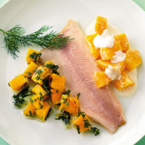 Räucherforelle mit zweierlei Kürbis