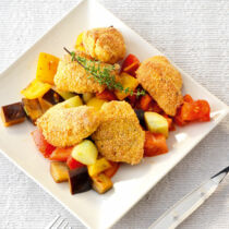 Puten-Nuggets mit buntem Pfannengemüse