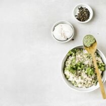 Erbsen-Risotto mit Burrata