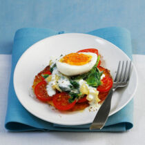 Reibekuchen mit Spinat und Ei