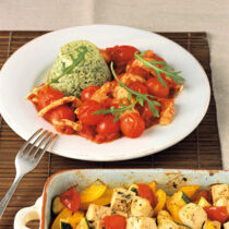 Rucola-Flan mit Hähnchen Rucola-Flan mit Hähnchen