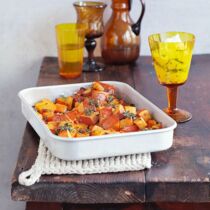 Gebackene Hokkaidowürfel Gebackene Hokkaidowürfel