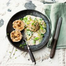 Pilzknödel mit Rahmlauch