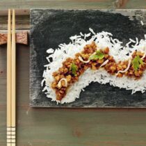 Gebratener Tofu mit Reis