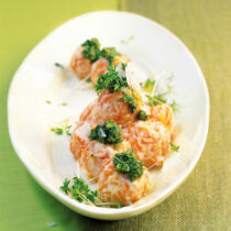 Möhren-Ricotta-Knödelinos mit Kresse-Pesto Möhren-Ricotta-Knödelinos mit Kresse-Pesto