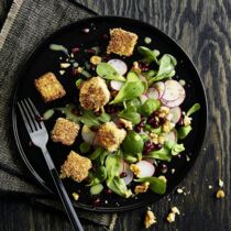 Sesamtofu auf Portulak Sesamtofu auf Portulak