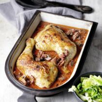 Hähnchenschenkel in Specksauce mit Wirsing