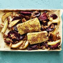 Korianderfisch mit Roten Beten und Birne Korianderfisch mit Roten Beten und Birne