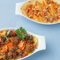 Kartoffel-Kokos-Gratin mit Korianderhack Kartoffel-Kokos-Gratin mit Korianderhack