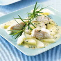 Kabeljau in Estragon-Gurken-Sahne