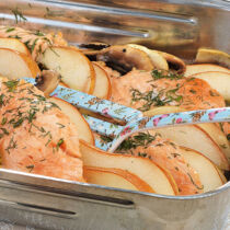 Lachs vom Blech mit Birnen
