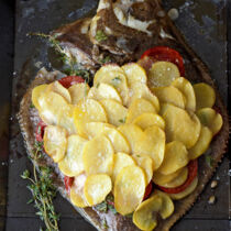 Steinbutt aus dem Ofen mit Kartoffelschuppen