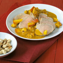 Schweinefilet mit Apfel-Curry-Sauce