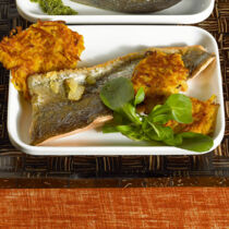 Lachsforelle mit Süßkartoffel-Röstlingen Lachsforelle mit Süßkartoffel-Röstlingen