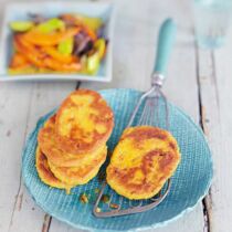 Kichererbsenschnitzel mit Kürbisgemüse Kichererbsenschnitzel mit Kürbisgemüse