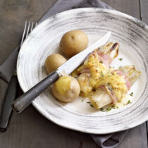 Chicorée in Schinken mit Pellkartoffeln