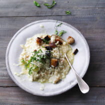 Zitronen-Risotto mit gerösteter Aubergine