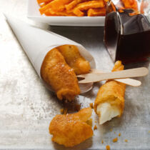 Pangasius mit Süsskartoffel-Frittern Pangasius mit Süsskartoffel-Frittern